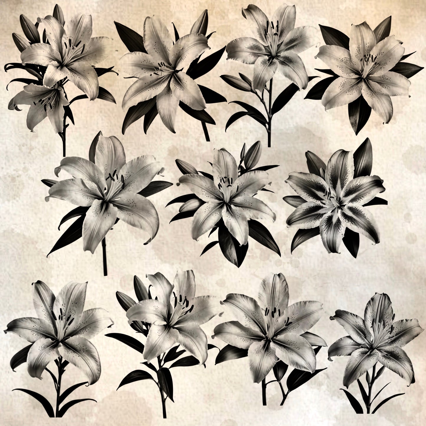 Lily Flowers Realism Set, 50 Procreate Designs