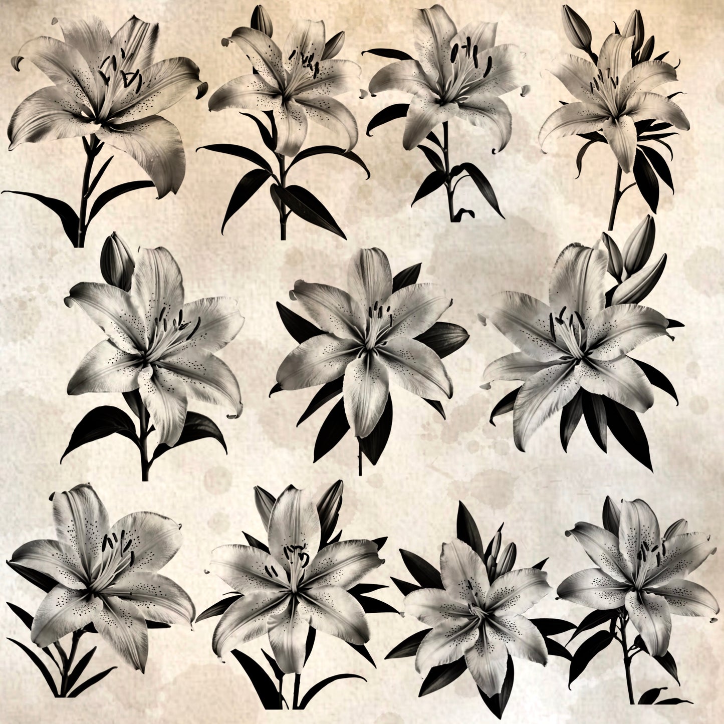 Lily Flowers Realism Set, 50 Procreate Designs